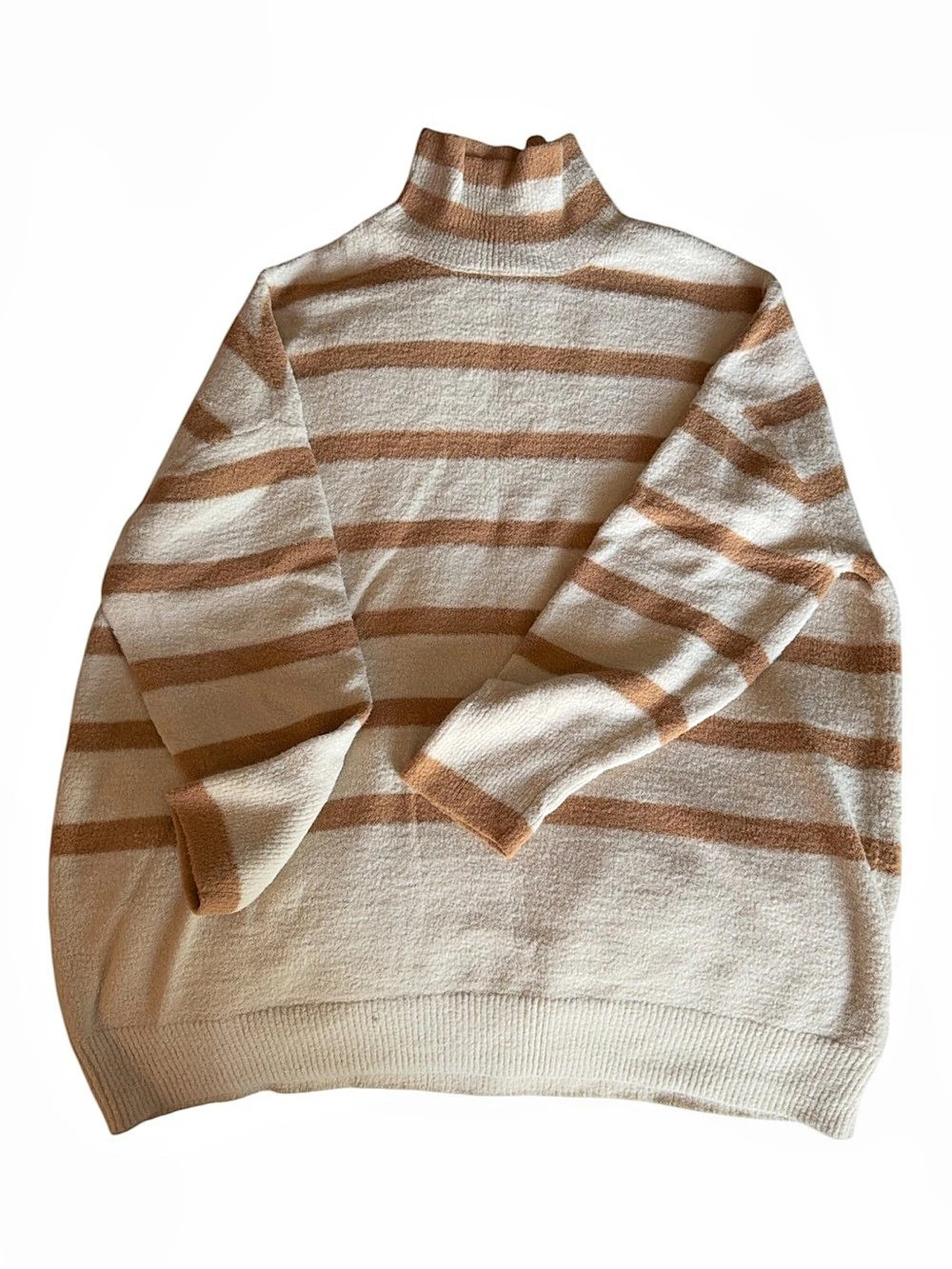 Express Striped Turtleneck in Brown & Cream Size Large